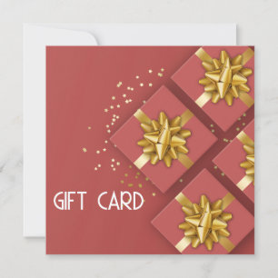 Festive Gold Bow Modern Red Cadebox Cadeaukaart