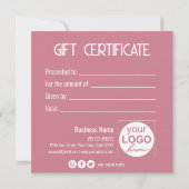 Festive Gold Bow Modern Roze Gift Box Cadeaukaart (Achterkant)