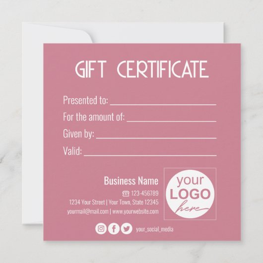 Festive Gold Bow Modern Roze Gift Box Cadeaukaart (Achterkant)