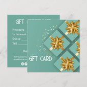 Festive Gold Bow Moderne Mint Cadeaudoos (Voorkant / Achterkant)