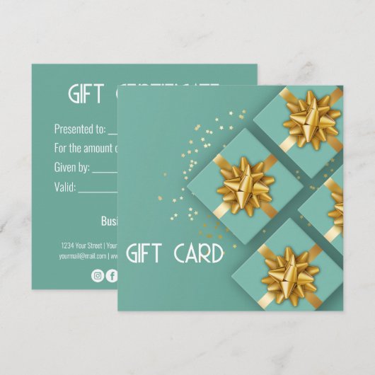 Festive Gold Bow Moderne Mint Cadeaudoos (Voorkant / Achterkant)