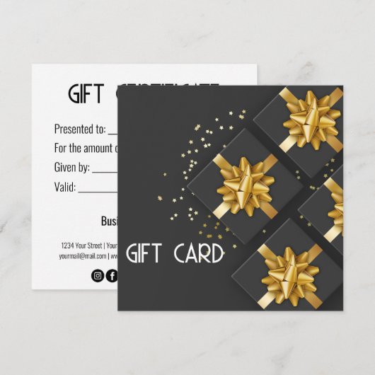 Festive Gold Bw Modern Black Cadebox Cadeaukaart (Voorkant / Achterkant)