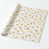 Festive Gold Confetti Hearts Gift Cadeaupapier (Uitgerold)