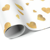 Festive Gold Confetti Hearts Gift Cadeaupapier (Rol Hoek)