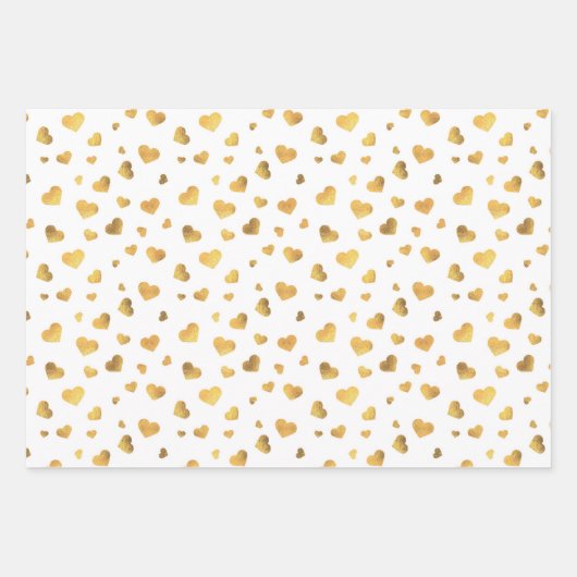 Festive Gold Confetti Hearts Gift Inpakpapier Vel (Voorkant 3)
