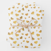 Festive Gold Confetti Hearts Gift Inpakpapier Vel (In situ)