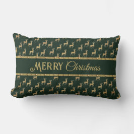 Festive Gold Deer Holiday Lumbar Accent Pillow Kussen