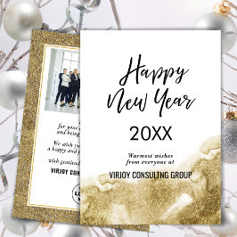 Festive Gold Glitter Business Foto van Elegant Scr Feestdagenkaart