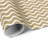 Festive Gold Glitter Chevron Stripes Cadeaupapier (Rol Hoek)