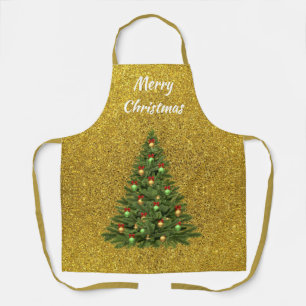 Festive Gold Glitter-kerstboomfeest Schort