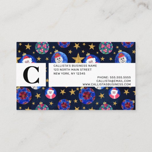 Festive Gold Glitter Stars Ornaments Waterverf Afsprakenkaartje (Achterkant)