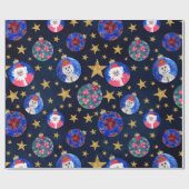 Festive Gold Glitter Stars Ornaments Waterverf Cadeaupapier (Vlak)