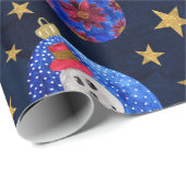 Festive Gold Glitter Stars Ornaments Waterverf Cadeaupapier (Rol Hoek)