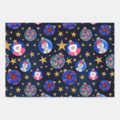 Festive Gold Glitter Stars Ornaments Waterverf Inpakpapier Vel (Voorkant 2)