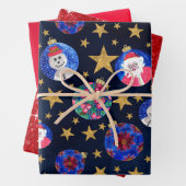 Festive Gold Glitter Stars Ornaments Waterverf Inpakpapier Vel (In situ)