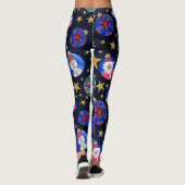 Festive Gold Glitter Stars Ornaments Waterverf Leggings (Achterkant)