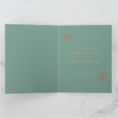 Festive Gold Green Merry Christmas Photo Kaart (Binnen)