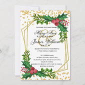 Festive Gold Holiday kerstbruiloft Holly White Kaart (Voorkant)