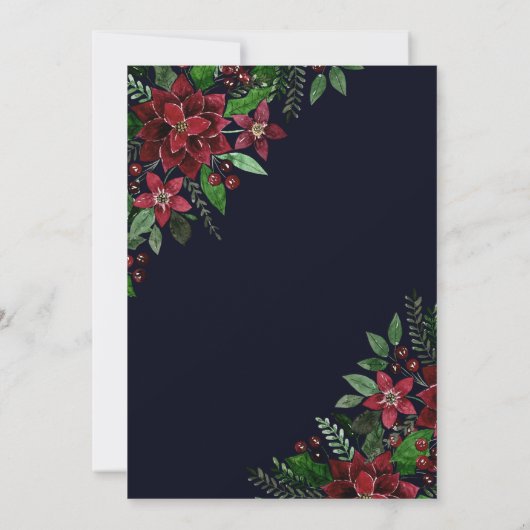 Festive Gold Holiday Tree Gifts Floral Kerstmis Kaart (Achterkant)