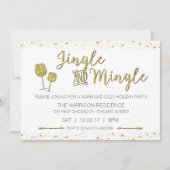 Festive Gold Jingle & Mingle Holiday Party nodigt Kaart (Voorkant)