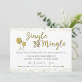 Festive Gold Jingle & Mingle Holiday Party nodigt Kaart (Staand voorkant)