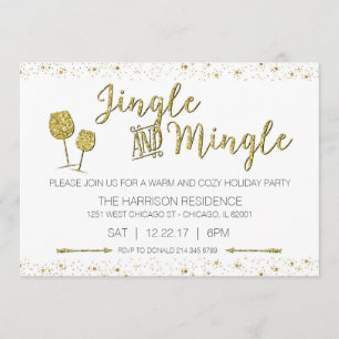 Festive Gold Jingle & Mingle Holiday Party nodigt  Kaart