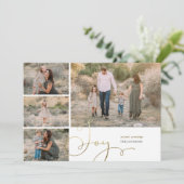 Festive Gold Joy Collage Flat Holiday-kaart Feestdagenkaart (Staand voorkant)