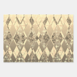 Festive Gold Kerstmis Harlequin Inpakpapier Vel