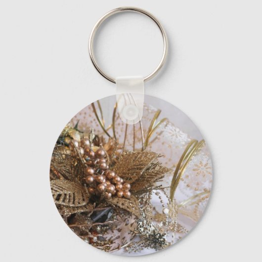 Festive Gold Kerstmis Sleutelhanger (Voorkant)