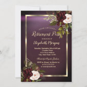 Festive Gold Lijst Burgundy Rozen Retirement Kaart (Voorkant)