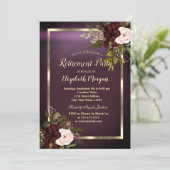 Festive Gold Lijst Burgundy Rozen Retirement Kaart (Staand voorkant)