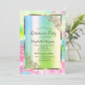 Festive Gold Lijst, Green, Tie Dye Retirement Kaart (Staand voorkant)