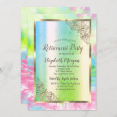 Festive Gold Lijst, Green, Tie Dye Retirement Kaart (Voorkant / Achterkant)