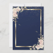 Festive Gold Lijst Navy Blue Flowers Retirement Kaart (Achterkant)