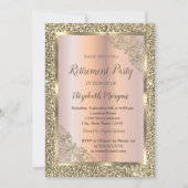 Festive Gold Lijst, Roos Gold, Glitter Retirement Kaart (Voorkant)