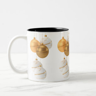 Festive Gold & Pearl Hanging Ornamenten Kerstmis Tweekleurige Koffiemok