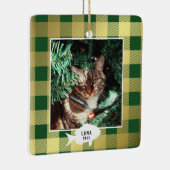 Festive Gold Pset Cat Name Kerstmis Keramisch Ornament (Rechts)