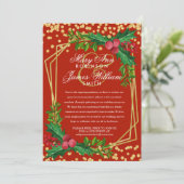 Festive Gold Reduced kerstbruiloft Holly Red Kaart (Staand voorkant)