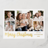 Festive Gold Script 5 Photo Collage Folie Feestdagenkaart (Voorkant)