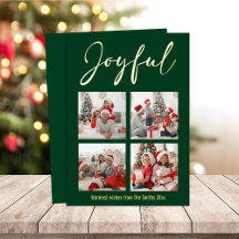 Festive Gold Script JOYFUL Moderne groene foto