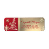 Festive Gold Snowflakes kerstboom Red Etiket (Voorkant)