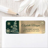 Festive Gold Snowflakes kerstboomgroen Etiket (Insitu)