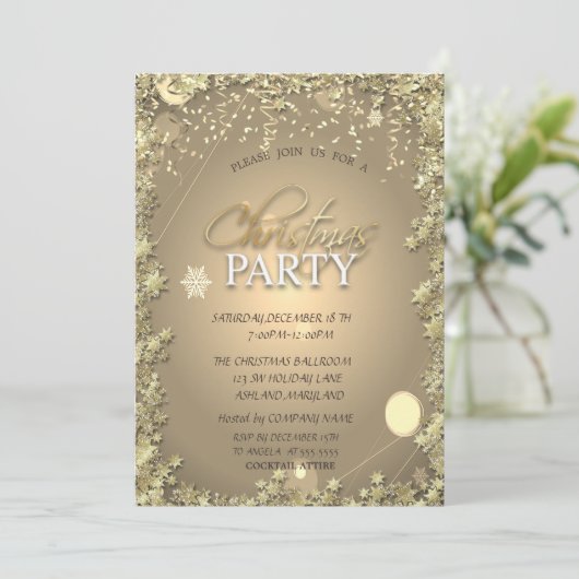 Festive Gold Stars Company kerst Kaart (Staand voorkant)