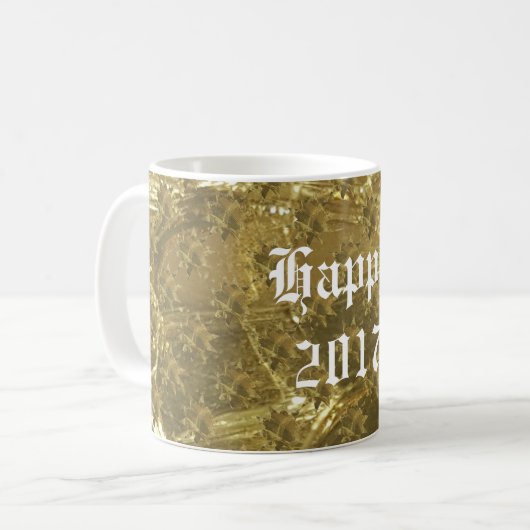 Festive Gold Stars Happy New Year 2017 Mok (Voorkant links)