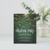Festive Gold String-lampjes met kerstfeest Uitnodiging Briefkaart (Staand voorkant)