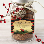 Festive Gold Striped kerstlabel Voedselcontainer Etiket