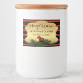 Festive Gold Striped kerstlabel Voedselcontainer Etiket (Voorkant)