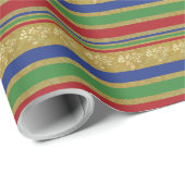 Festive Gold Stripes Holiday Cadeaupapier (Rol Hoek)
