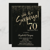Festive Gold Surprise 70th Birthday Party Kaart (Voorkant / Achterkant)