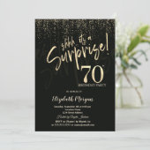 Festive Gold Surprise 70th Birthday Party Kaart (Staand voorkant)